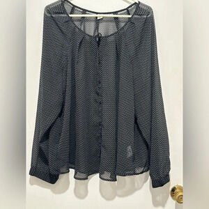 Old Navy Women's Black Long Sleeve‎ Transparent Blouse